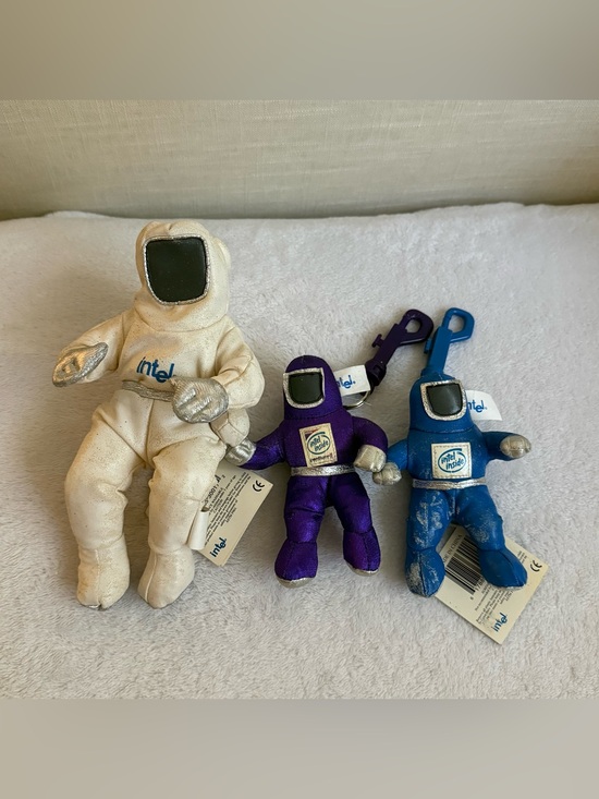 Vintage Intel Inside Astronaut Plush Keychain Lot Pentium II Promo Mascot 90s
